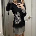 Long Sleeve Gradient Graphic Button-front Dress