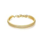 Fashion Temperament Plated Gold Hollow Geometric Bangle With Cubic Zirconia Golden - One Size