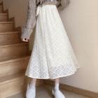 Eyelet Lace Fleece-lined A-line Skirt