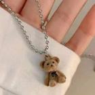 Chenille Bear Pendant Necklace Bear - One Size