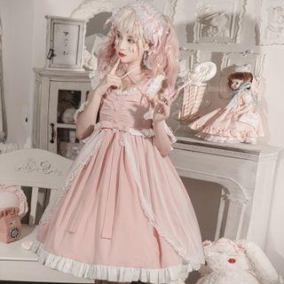 Ruffle Strap Bow A-line Dress / Short-sleeve Jacket