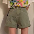 Plain Loose-fit Wide-leg Shorts