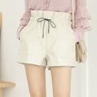 Drawstring Waist Faux Leather Shorts
