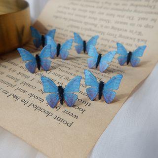 Butterfly Ear Stud 1 Pair - Blue - One Size