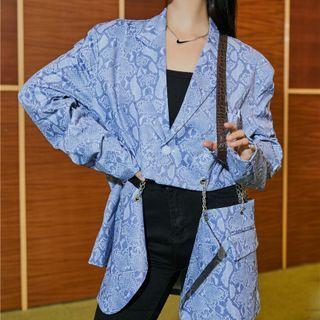 Snakeskin Print Cutout Blazer