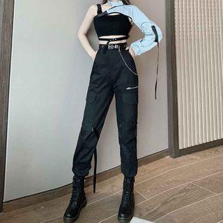 Crop Tank Top / Arm Sleeve / Cargo Pants / Set