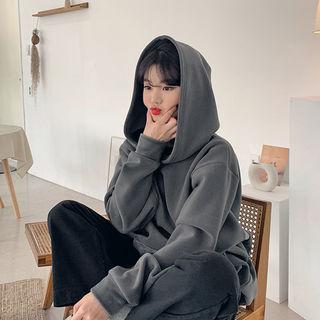 Corduroy-panel Polar-fleece Hoodie