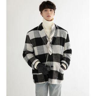 Set: Plaid Single-breasted Blazer + Crossbody Bag
