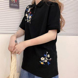 Loose-fit Short-sleeve Embroidered Polo Shirt