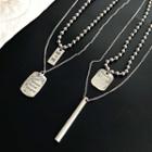 Alloy Tag Pendant Layered Necklace