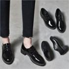 Low Heel Faux-leather Lace-up Shoes