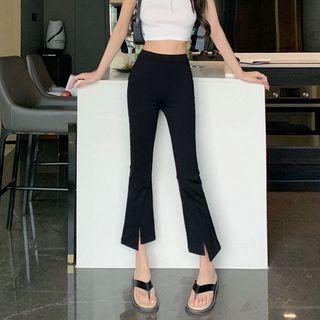 Slit Crop Bootcut Pants