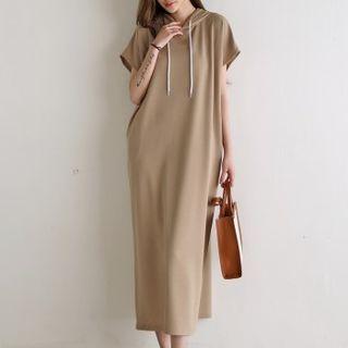 Cap-sleeve Long Hoodie Dress