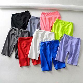 High-waist Plain Cropped Leggings
