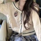 Sailor Collar Cable Knit Cardigan / Pleated Mini A-line Skirt
