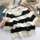 Striped Round-neck Short-sleeve Knit Top