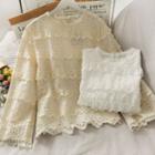 Layered Ruffled-trim Loose T-shirt