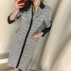 Two Tone Tweed Coatdress