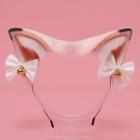Cat Ear Headband White Lining - Black & Pink - One Size