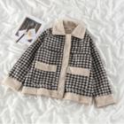 Houndstooth Zipped Jacket Coffee - One Size