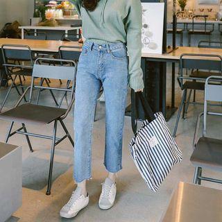 High-waist Straight-fit Cropped Jeans