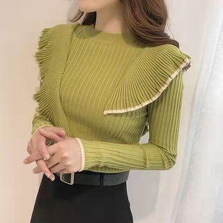Ruffle Long-sleeve Knitted Sweater