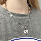 Alloy World Map Heart Pendant Necklace As Shown In Figure - 50cm