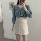 Square-neck Blouse / A-line Skirt