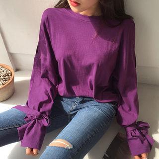 Slit-trim Tie-cuff Top