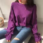 Slit-trim Tie-cuff Top