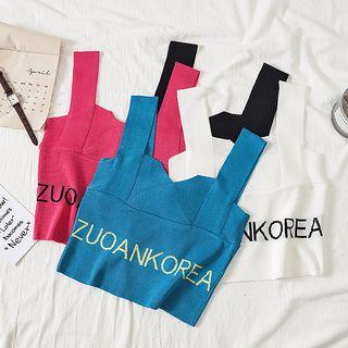 Lettering Wide-strap Knit Top