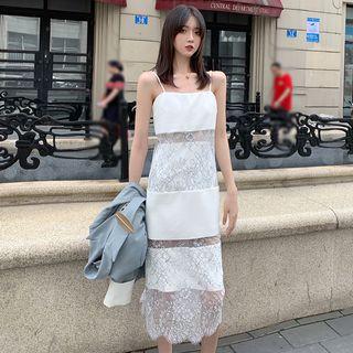 Color-block Loose-fit Blazer / Lace Sleeveless Dress