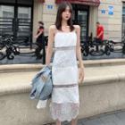 Color-block Loose-fit Blazer / Lace Sleeveless Dress