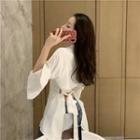 Open-back Long-sleeve Loose-fit Shirt