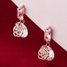 Flower Rhinestone Sterling Silver Dangle Earring 1 Pair - Pink - One Size