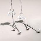 925 Sterling Silver Cz Dangle Earring 1 Pair - Silver - One Size