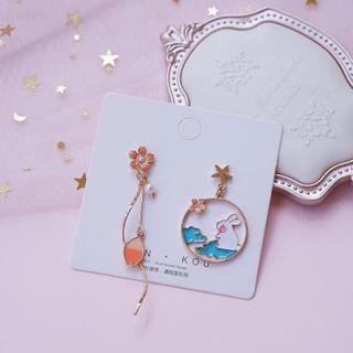 Asymmetrical Rabbit & Petal Drop Earring