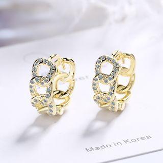 Chained Rhinestone Hoop Earring