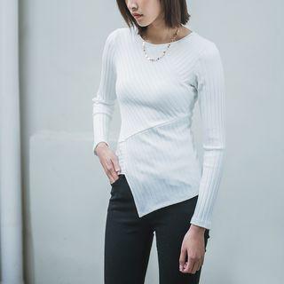 Asymmetric Hem Long Sleeve Knit Top