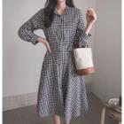 Gingham A-line Shirtdress With Cord
