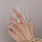 Set Of 4: Faux Pearl Alloy Ring Set Of 4 - Ring - Gold - One Size