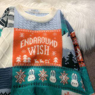 Rabbit Print Panel Sweater