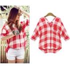 3/4-sleeve Check Loose-fit Shirt