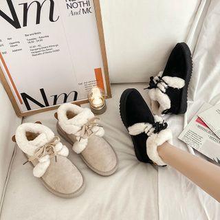 Fluffy Trim Lace-up Snow Boots
