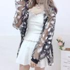 Feather Print Hooded Sheer Jacket