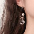 925 Sterling Silver Faux Pearl Dreamcatcher Earring 1 Pair - As Shown In Figure - One Size