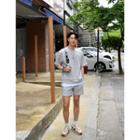 Set: Layered-hem T-shirt + Sweatshorts