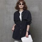 Round-hem Buttoned Parka With Sash