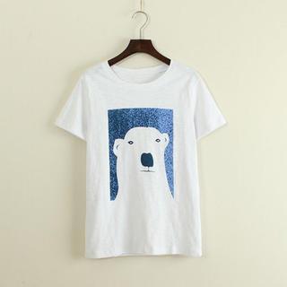 Short-sleeve Polar Bear Print T-shirt