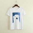 Short-sleeve Polar Bear Print T-shirt